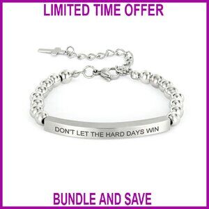 Stainless Steel Beaded Cross Bracelet with Bible Verse, Adjustable Fit